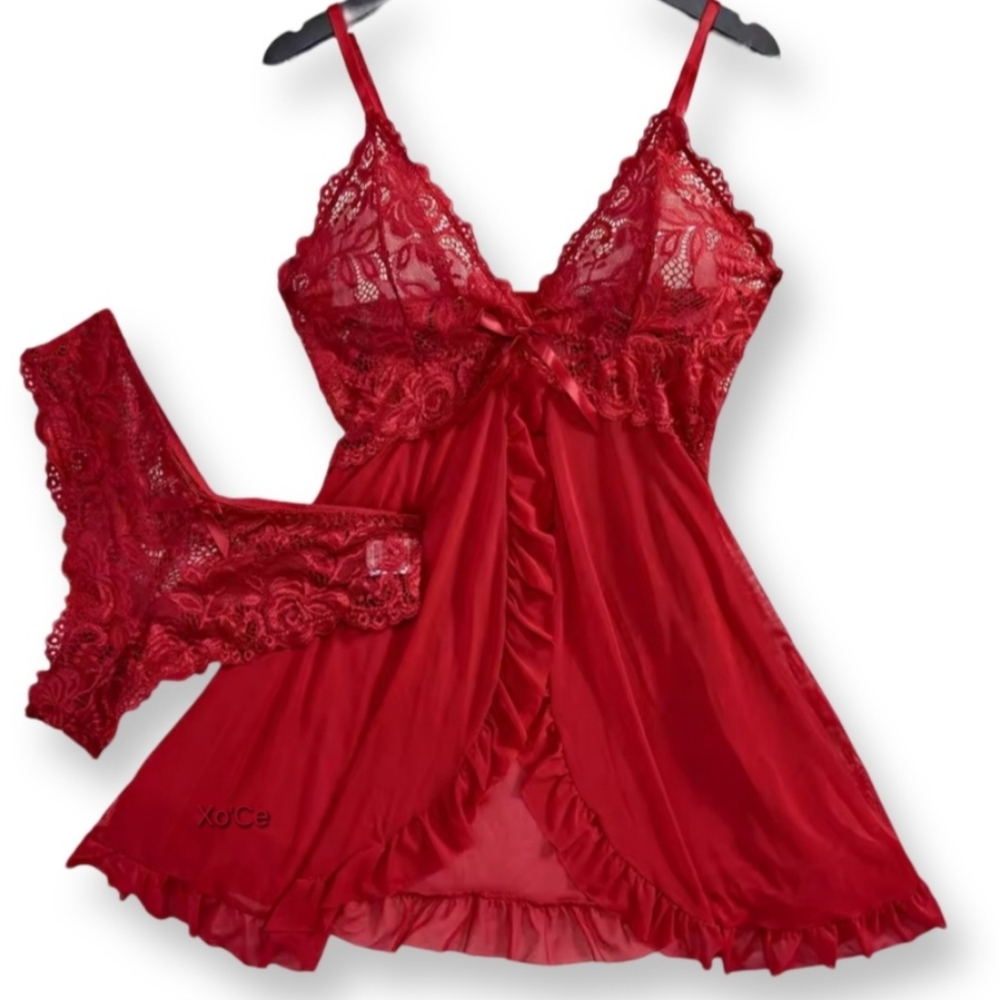 Lace Red Lingerie Nightgown